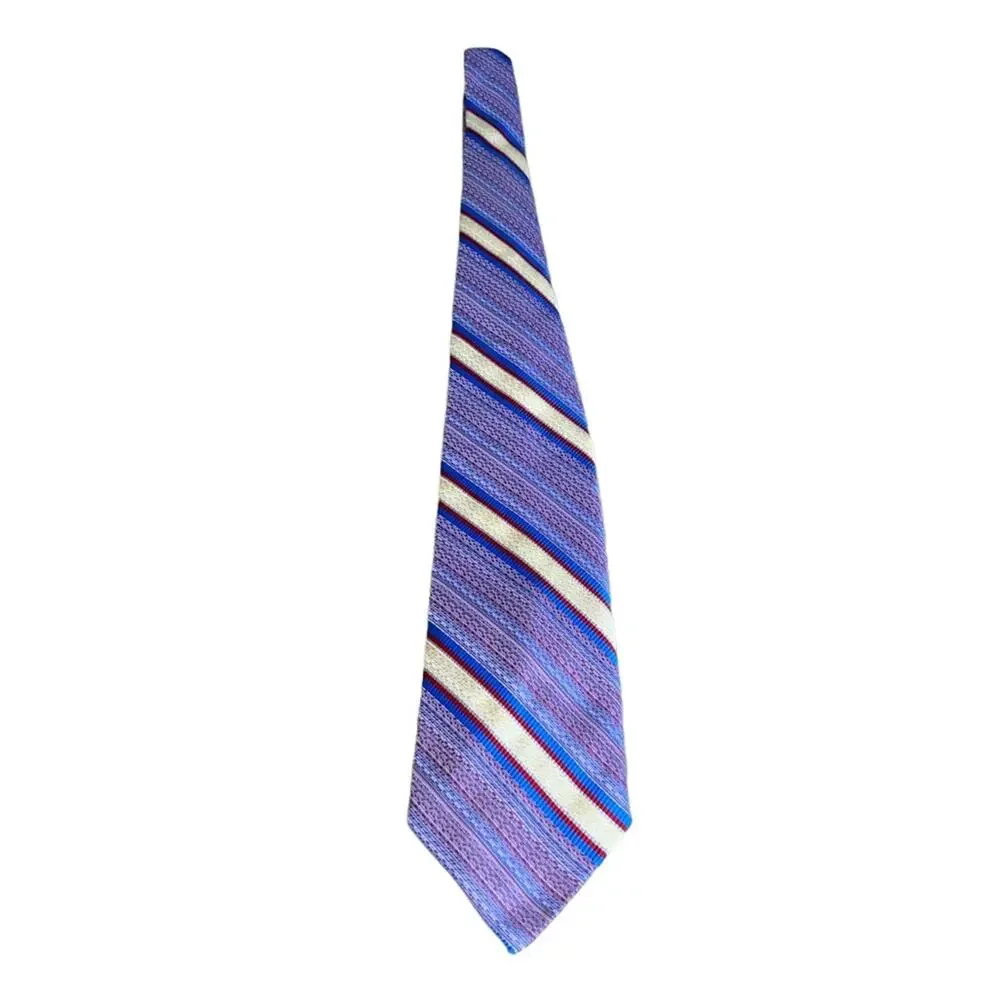Vintage Mr. John BeauBrummell Striped Tie Purple Blue 56in Retro‎ Classic